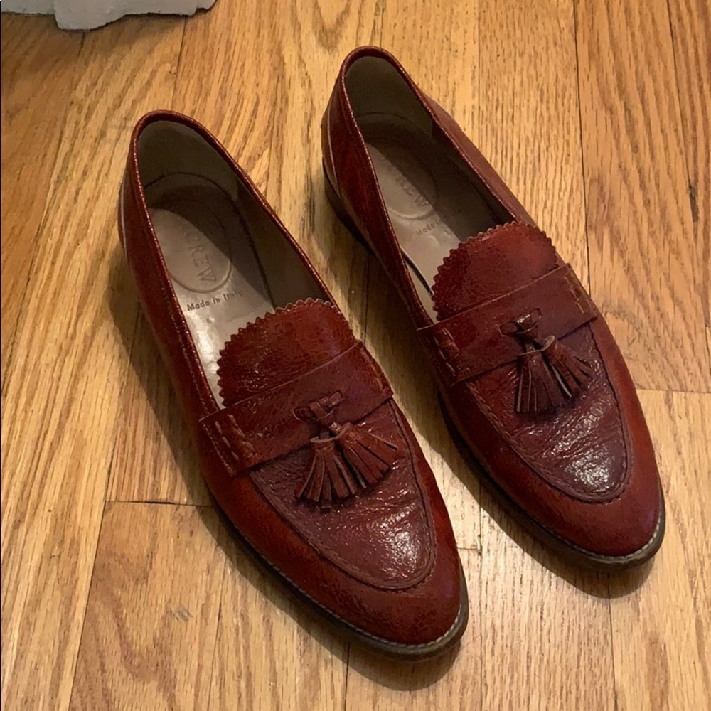 J. Crew Crackled Leather Loafers